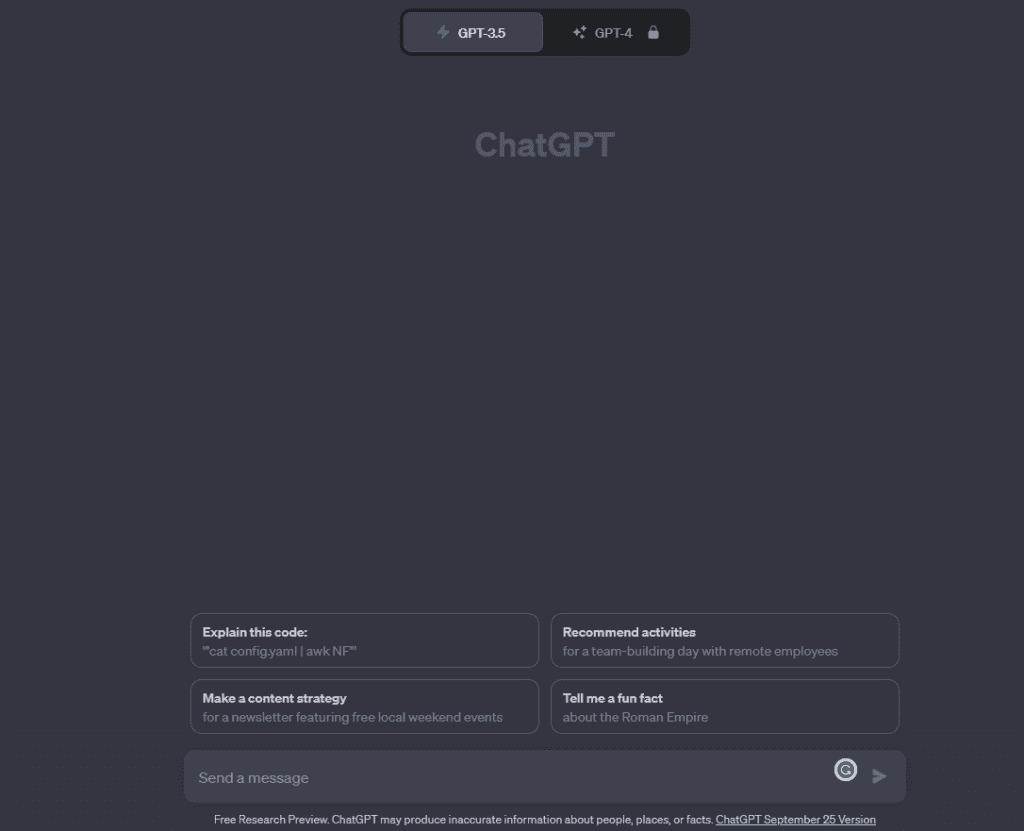 the chatgpt chat interface